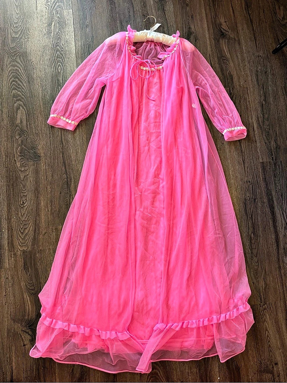 Rare Vintage Sears Chiffon Two Piece Robe and Gown Barbie Pink